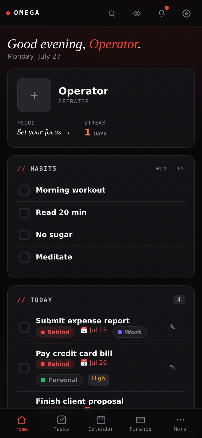 Omega on mobile